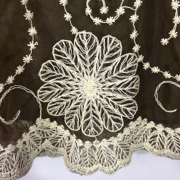 MAX STUDIO SPECIALTY PRODUCTS sweet embroidered skirt, vintage, lined, brown, M - Picture 3 of 5